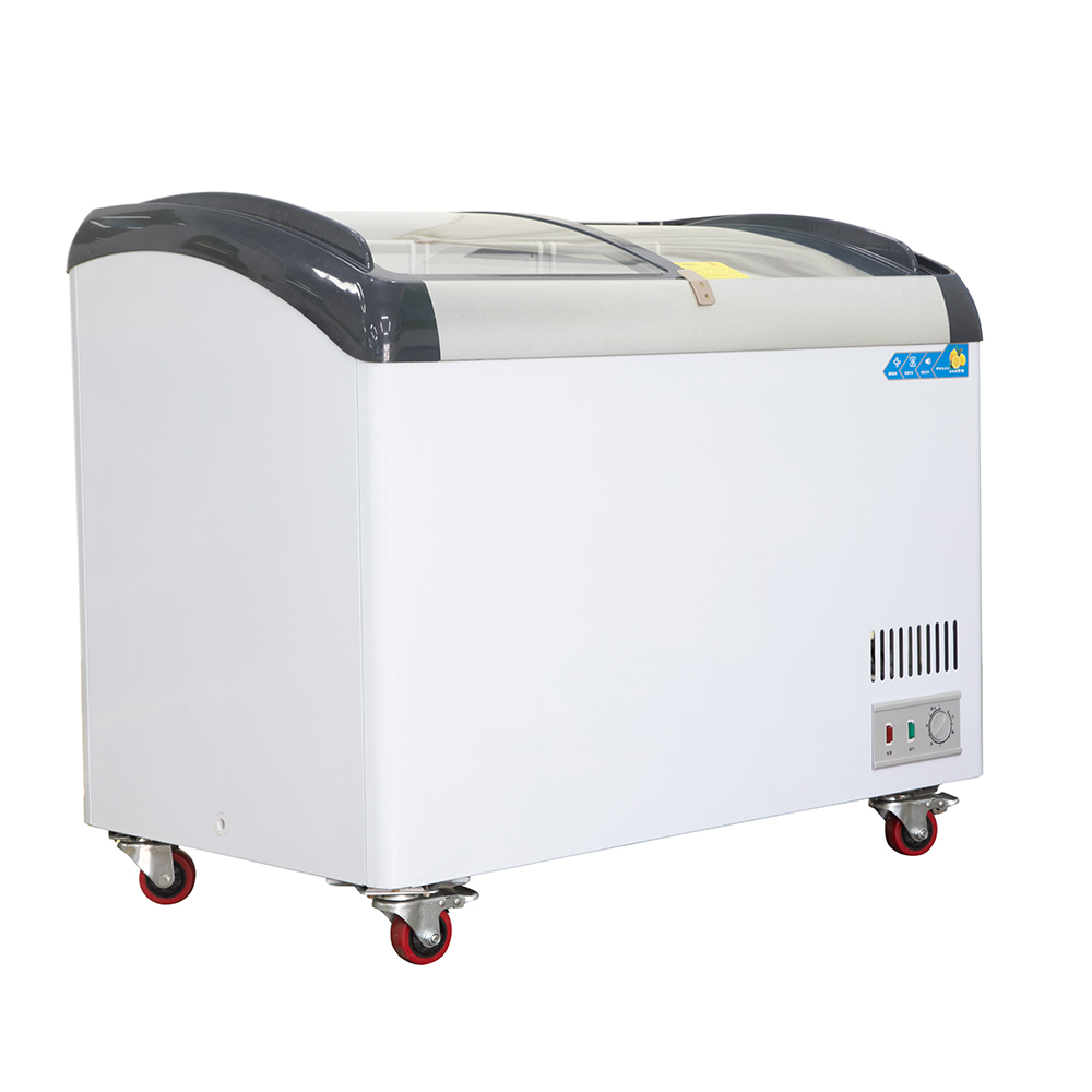 Commercial Chest Freezer - Pintu Geser Freezer Komersial Kaca Lengkung