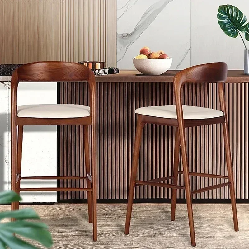 Commercial Kitchen Design - Kursi Bar Desainer Kayu Antik Aksen