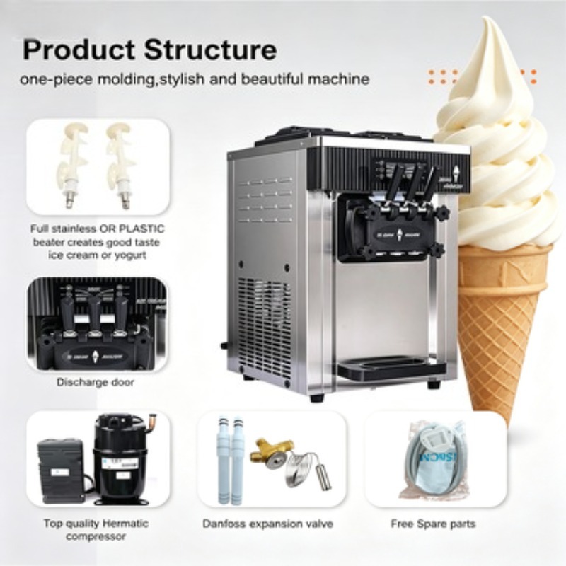 Soft Serve Ice Cream Machine - Mesin Es Krim Komersial 20-28L/jam, Tipe