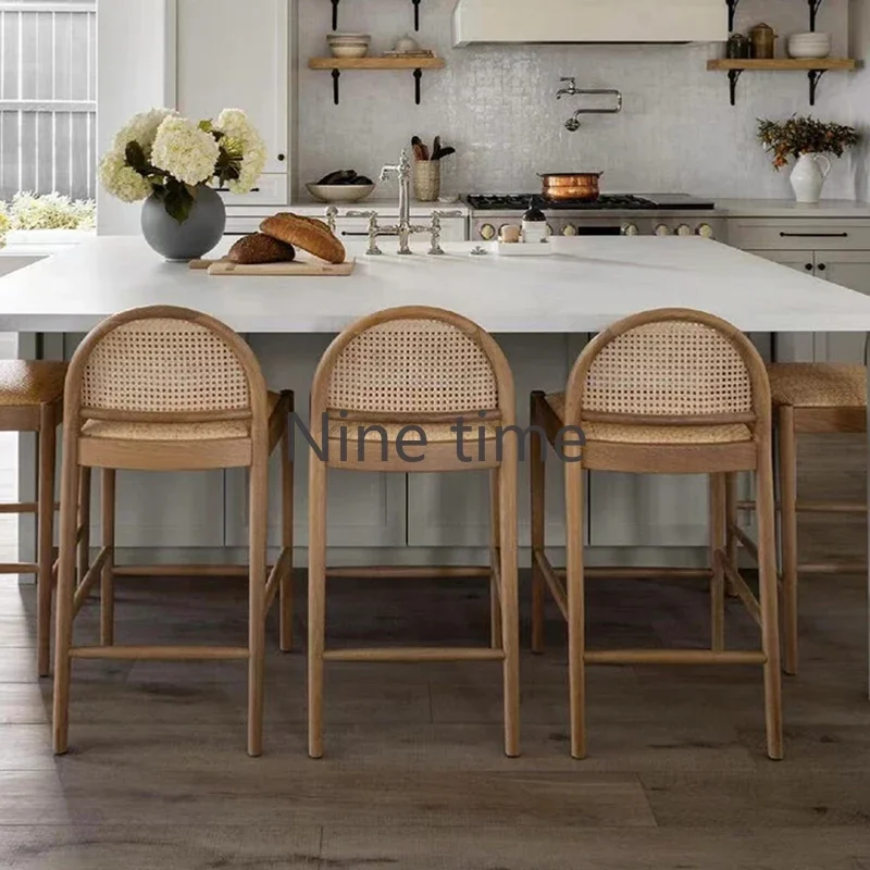 Commercial Kitchen Design - Kursi Bar Dapur Rotan Kayu Solid