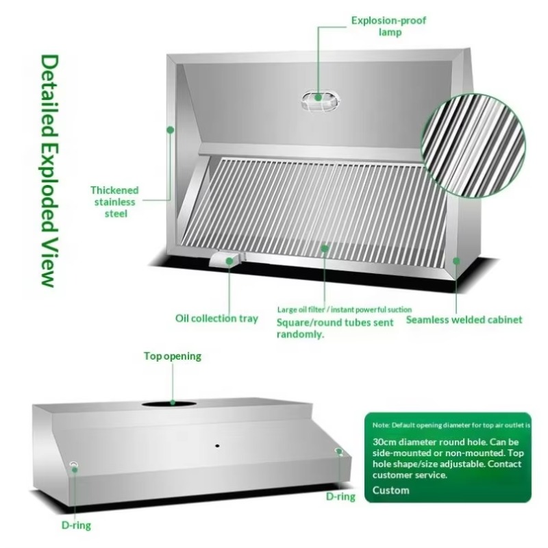 Penghisap Asap Dapur Kombinasi - Commercial Kitchen Hood ulasan dan harga